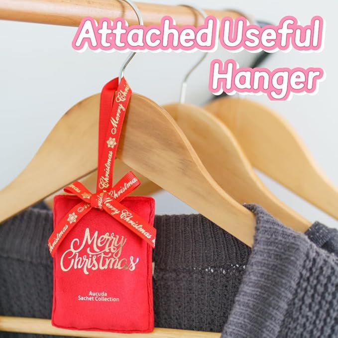 AUCUDA 4pcs Sachet Bags Apple Cinnamon Scented for Drawers and Closets, Potpourri Packets for Women Outfit, Spring Red Fragrance Pillow for Bedroom Indoor, Fresheners for Wedding