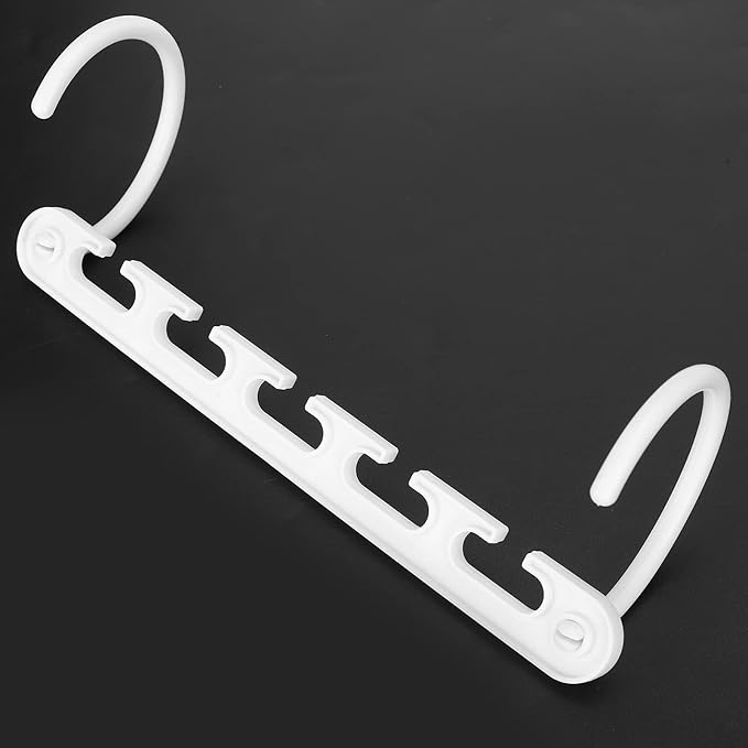 8Pcs White, Space Saving Clothes Hanger Organizer with 5 Hole, Sturdy Plastic Foldable Cloth Hanger Rack Closet Organizer Wardrobe Drying Rack