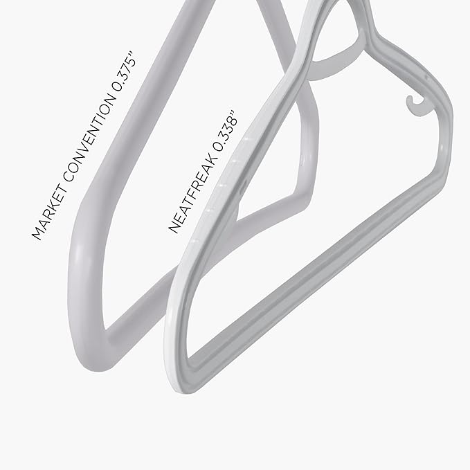 Set of 10 Slim Clothes Hanger by Neatfreak! - Space Saving Hangers For Clothes, Pants, Lingerie and Accessories - Robust Grey Plastic Hangers With Hooks and Pants Bar - 10 Pack