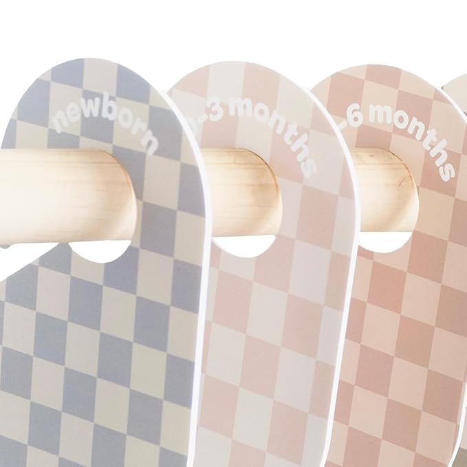 3 Sprouts Baby Closet Dividers Set of 8 - Toddler Clothes Organizer Hanger, Double-Sided Size Labels - Nursery Organization for Newborn Clothing, Infant, Boy & Girl - Checkerboard