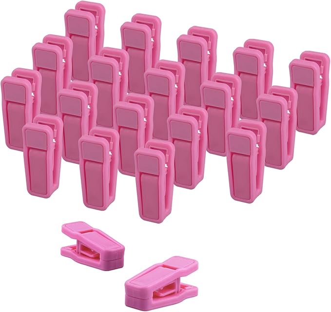 Premium Heavy Duty ABS Plastic Slim-line Hanger Set of Finger Clips for Velvet Hangers - 20 Pack (Pink)