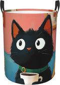 Cute Black Cat Print Laundry Basket For Storage Bins Gift Baskets Bedroom Clothes Hamper