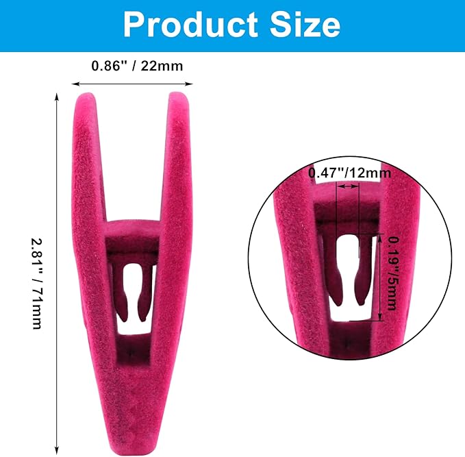 Hordion 20Pcs Pink Velvet Hangers Clips, Strong Finger Flocked Clips Felt Velvet Clip for Pants Skirt Thin Felt Hangers (Hot Pink)