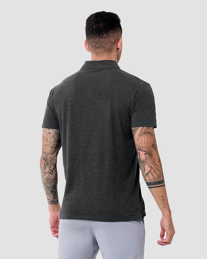 INTO THE AM Polo Shirts for Men - Slim Fit Short Sleeve Collared Shirt S - 4XL Fitted Collar Polos for Work