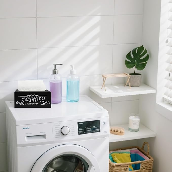 Dryer Sheet Holder Dispenser, Dryer Sheet Container for Laundry Room Decor, Farmhouse Laundry Dryer Sheets Holder, Space Saving Dryer Sheet Organization and Storage