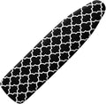 Black & White Moroccan Lattice Durable Iron Board Cover Non Stick Scorch Easy-Fit Ironing Board Cover Standard Size with Elastic Edge and Hook & Loop Fastener Strap