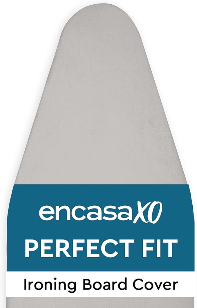 Encasa XO Ironing Board Cover and Pad 49"x18" - 4mm Felt Wide Iron Board Cover with Padding - Heat Resistant, Stain-Safe Dye, Non Slip Elastic Bungee Cord Tightening Iron Table Cover Light Grey