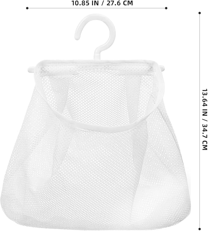 Mesh Storage Hanging Bag with Swiveling Hook - Breathable Clothes Pin Bag for Kitchen Bathroom Bedroom Laundry Organization - Multi-Purpose Hanging Clothes Pin Organizer