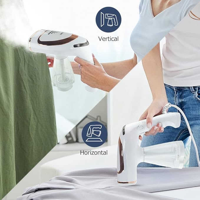 Steamer for Clothes, Handheld Clothes Steamer 1600W Handheld Garment Steamer Portable Clothing Steamer Iron Removes Wrinkle Quick Heating with 250ML Detachable Water Tank for Home Office and Travel