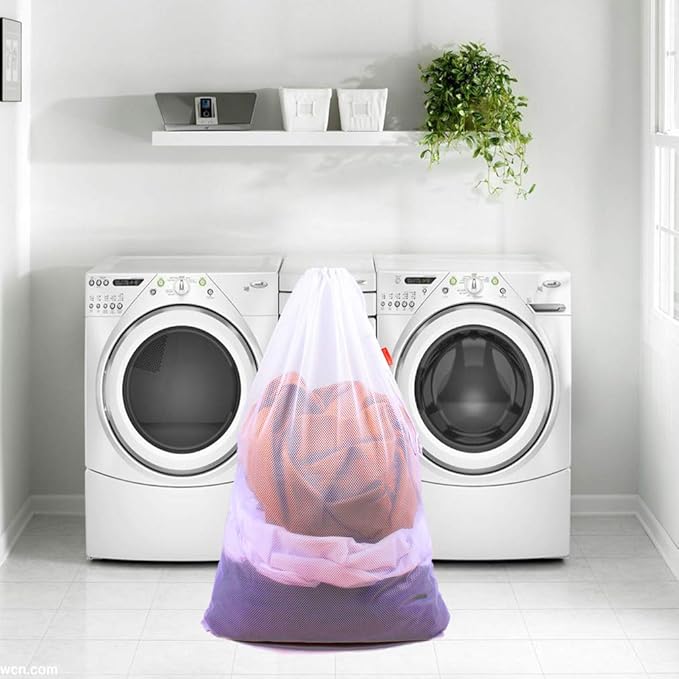 2 Pack Mesh Laundry Bags, 24 x 36 Inches Heavy Duty Drawstring Bag, Factories, College, Dorm, Travel and Apartment Dwellers, Black&White