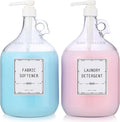 2pcs Glass Liquid Laundry Detergent Dispenser-1 Gallon Glass Pump Bottle Dispensers-Laundry Detergent Dispenser for Fabric Softener, Bleach, Shampoo, Body Wash- Laundry Soap Dispenser