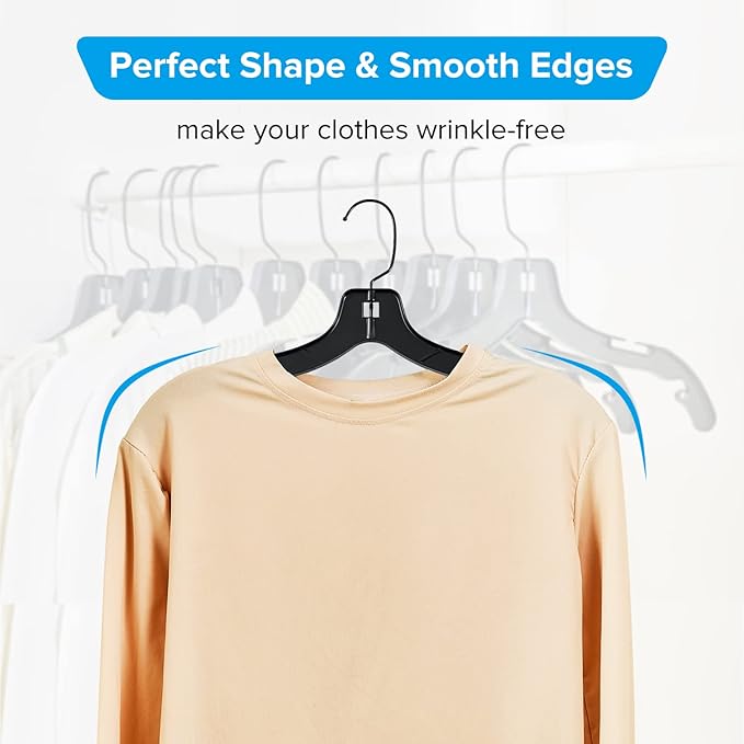 Donext Plastic Hangers with 360 Swivel Metal Hook, Heavy Duty Clothes Hangers, Durable Closet Hangers for Shirt, Coat and Dress (30 Pack, Black)