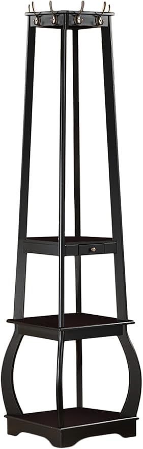 Kings Brand Furniture Entryway Coat Rack with Storage Shelves & Drawer, Black