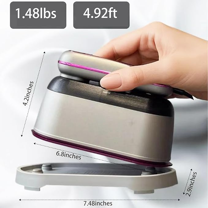 Travel Steamer Iron, 1200W Clothing Steamer with Digital Display Screen, 5+1 Intelligent Ironing Gear Multifunctional Hanging Iron Machine, 140ml, 30S Preheating, Suitable for Home, Trip&Dorm (Beige)