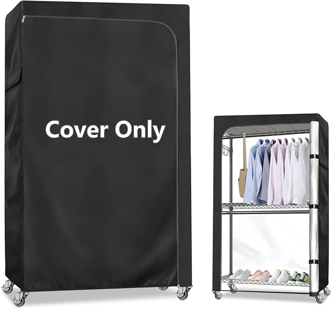 Garment Rack Cover,600D Heavy Duty Waterproof Clothing Rack Cover,Clothes Rack Cover with Zipper for Metal Garment Rack（47.2"W x 17.7"D x 80.7"H,Cover Only)