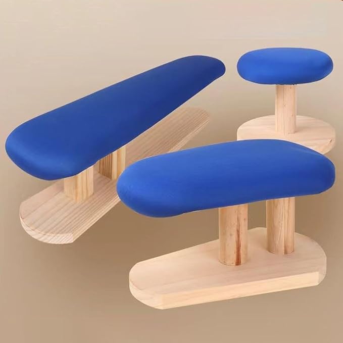 Mini Ironing Board with Wood Base Replacement Cover Ironing Stool Iron Board for Craft Rooms Household Collars Garments Cuffs, Blue 57cmx13cmx16cm