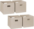 RiverRidge Folding Storage Bins with Handles Taupe Cube Storage Organizer for Closet, Bedroom & Playroom - Closet Organizers and Storage Set of 4
