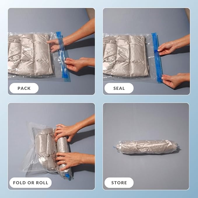 18 Pack Compression Bags for Travel, Roll Up Space Saver Bags for Clothes Storage, Compact Packing travel organizer for Luggage, Suitcase, Backpack, Vacuum Storage No Pump Needed