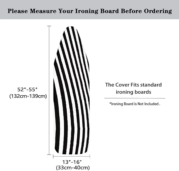 Zebra Stripe Non Stick Scorch and Stain Resistant Cover Fits 15" x 54" Ironing Boards Heat Reflective Easy-Fit Ironing Board Cover Adjustable Fastener Straps