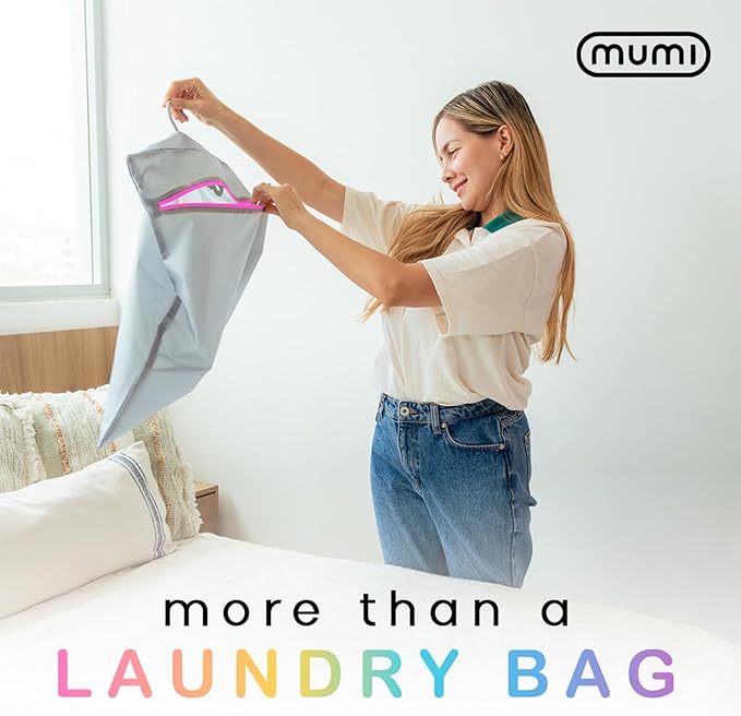 MUMI Travel Laundry Bag – Moisture & Smell-Proof Clothes Bag with Folding Hanger & Outer Pouch | Large Laundry Storage Bag for Suitcase, Gym & Packing | Dirty Clothes Organizer (Orange)
