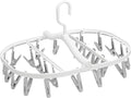 Premium Foldable Clothes Drying Hanger with 24 Clips, Anti-Rusty Plastic Drying Rack for Socks, Lingeries, Delicates and Baby Clothes (Grey)