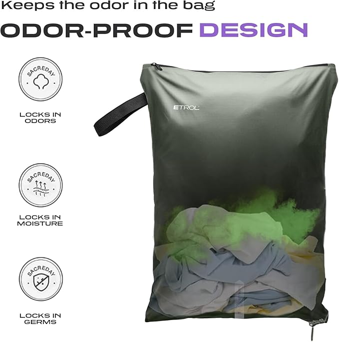 Mesh Laundry Bag for Travel, Gym, College, and Camping – Large Washable Zippered Dirty Clothes Organizer with Breathable Fabric – Portable Laundry Hamper for Sports, Healthcare Workers – Green
