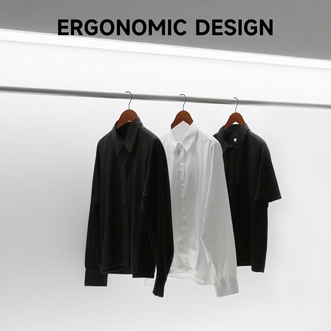 Quality Wooden Clothes Hangers, Solid Wood Suit & Coat Hangers with Pants Bars, Swivel Hook, Shoulder Notches, Heavy Duty Hangers for Shirts, Jackets, Dresses & Trousers(Walnut/12-Pack)