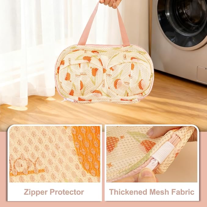 3 Pack Bra Washing Bags for Laundry, Silicone Bra Bags for Laundry With Zipper, Lingerie Bag, Anti Deformation Washing Bag(Fits A-C Cups)