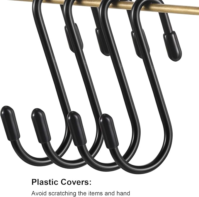 Hotop 36 Pcs Black S Hooks for Hanging 2.4 Inch Heavy Duty S Shaped Hook Rack Metal Non Slip Hanger for Christmas Tree Stocking Kitchen Pot Utensils Closet Wire Bathroom Bedroom Pan Bag Towel Plant