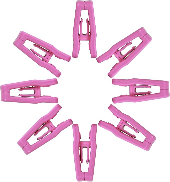 KINJOEK 100 Packs Pink Plastic Finger Clips for Hanger Strong Pinch Grip Clips Multi-Purpose for Slim-line Clothes Pants