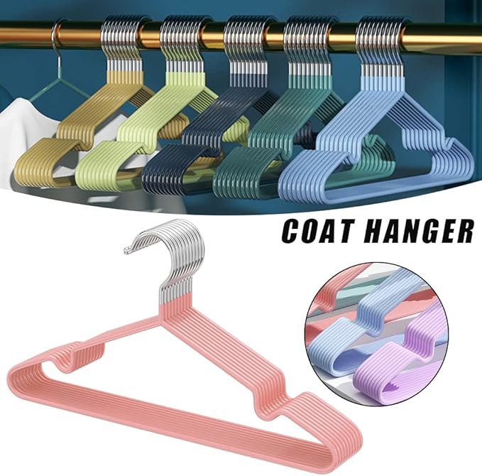 VALINK Coat Hangers Clothes 10 Pack Wire Hangers Heavy Duty Stainless Steel Hangers, Non Slip, Wet or Dry Dual Use Clothes Hanger Biscay Blue