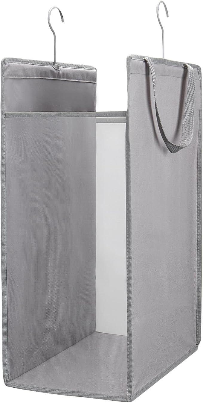 FENTEC Fentec Hanging Laundry Hamper, Hanging Laundry Basket, Slim Laundry Hamper Bag with Handles, Portable Hanging Closet Hamper, Mesh Heavy Duty Hanging Laundry Bag (Grey,1 Pack)