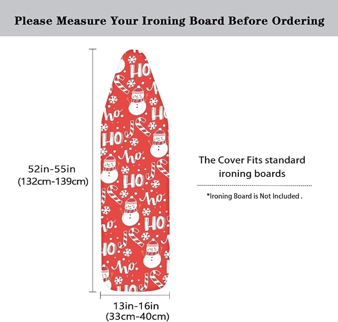Christmas Snowmen Candy Iron Pad Covers Standard Boards Stain & Scorch Resistant Soft Fabric Iron Board Replacement Cover for 15" x 54" Ironing Board Thanksgiving Decor