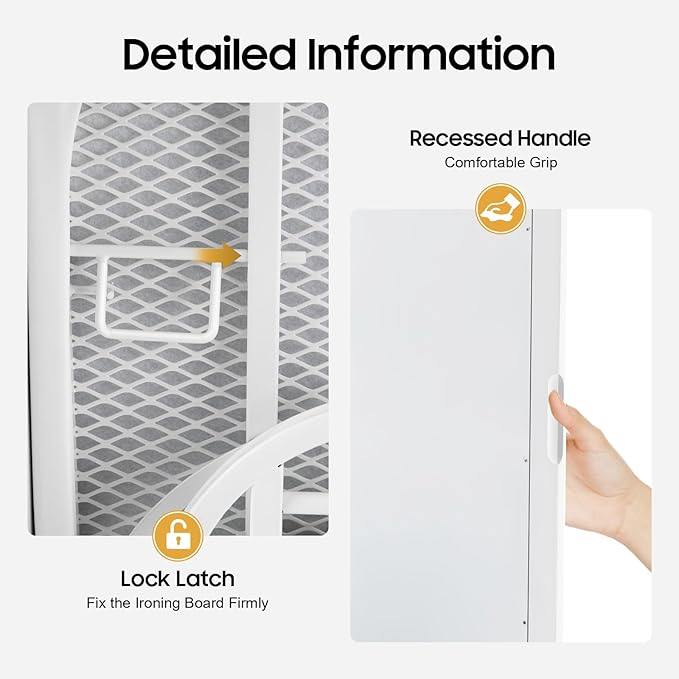 Wall Mounted Ironing Board Cabinet with Mirror, Built-in Swivel Ironing Board Foldable with Storage for Home Apartment Small Spaces (Style3 Rotatable)