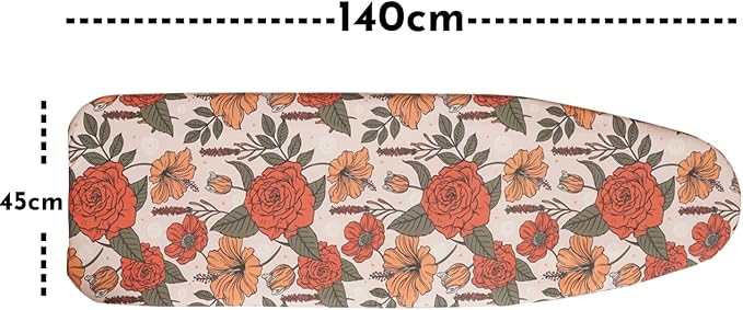 Ironing Board Cover and Pad 15x54, Iron Board Cover with 6mm Thick Felt Padding, Drawstring, Hook and Loop Fasteners, Floral Printed