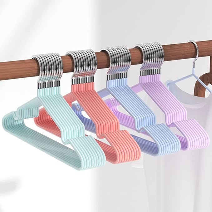 VALINK Coat Hangers Clothes 10 Pack Wire Hangers Heavy Duty Stainless Steel Hangers, Non Slip, Wet or Dry Dual Use Clothes Hanger The Nordic Green