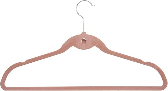Camel Velvet, Non-Slip, Slim Clothes Hangers, Closet Organizers, ClutterFree Hangers Cascade Hangers in Camel - Pack of 40 Space Saving Cascading