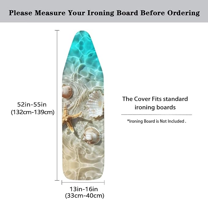 SEANATIVE Hawaii Starfish Shell Ironing Board Cover and Pad Heat Reflective Ironing Pad Cover Sea Iron Board Cover for Home Decor