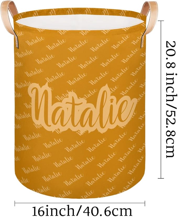 Personalized Laundry Basket, Custom Gift Laundry Hamper, Collapsible Nursery Waterproof Laundry Baskets, Dirty Clothes Toy Hamper with Handles Name Text Orange