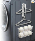 Magnetic Dryer Ball Holder wiht Hanger Organizer, Dryer Balls Storage Wire Basket Container Rack Magnetic Lint Bin and Dryer Ball Holder for Space Saving Hanger Holder for Your Laundry Room