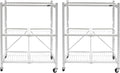 Origami 2-Pack General Purpose Foldable 3-Tier Shelf Storage Rack & Wheels, R3, White