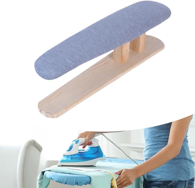 Mini Ironing Board with Wood Base Replacement Cover Ironing Stool Iron Board for Craft Rooms Household Collars Garments Cuffs, Gray 57cmx13cmx16cm