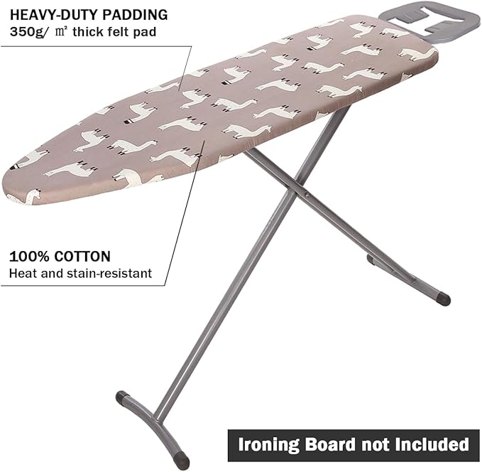 Ironing Board Cover and Pad 15 x 48,3 Pairs of Hook and Loop Fastener Straps,Elastic Edges,Cotton Iron Board Cover with Scorch Resistant Thick Padding