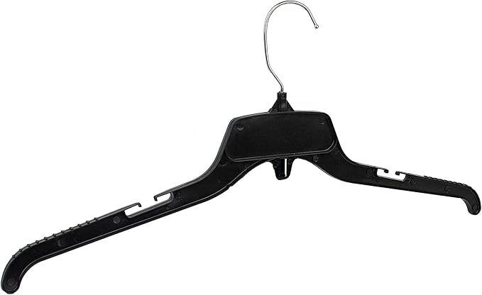 HangOn Shirt Hangers Recycled Plastic with Notches, Black, 19 Inch Pack of 10