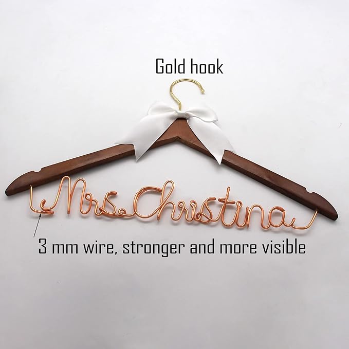 Custom Wedding Dress Hanger for Bride Mrs Bride Accessory Wire Hanger Bridal Gift