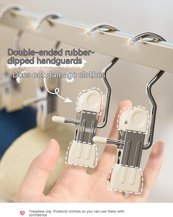 10/30/50Pcs Space-Saving Clothespin, Upgrade Double Head Clamp Dipped Hanger for Closet Hooks Garment Clip Hat Pants Storage Hanging Travel Hook (White, 50PCS)