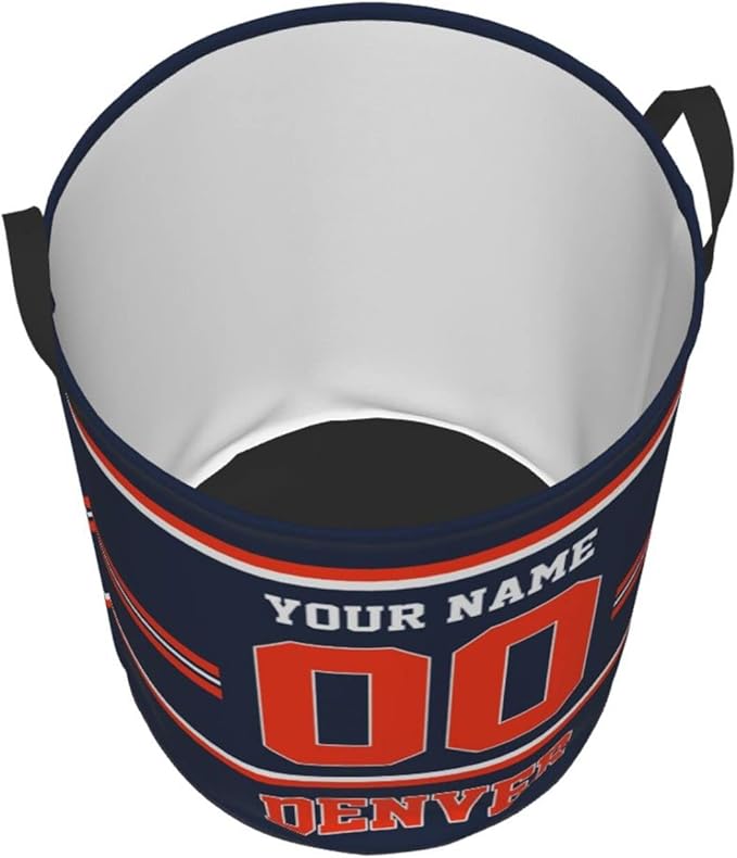 Custom Denver Laundry Hamper Personalized Laundry Basket Customized Name And Number Collapsible Storage Basket for Bedroom Bathroom Living Room Gifts