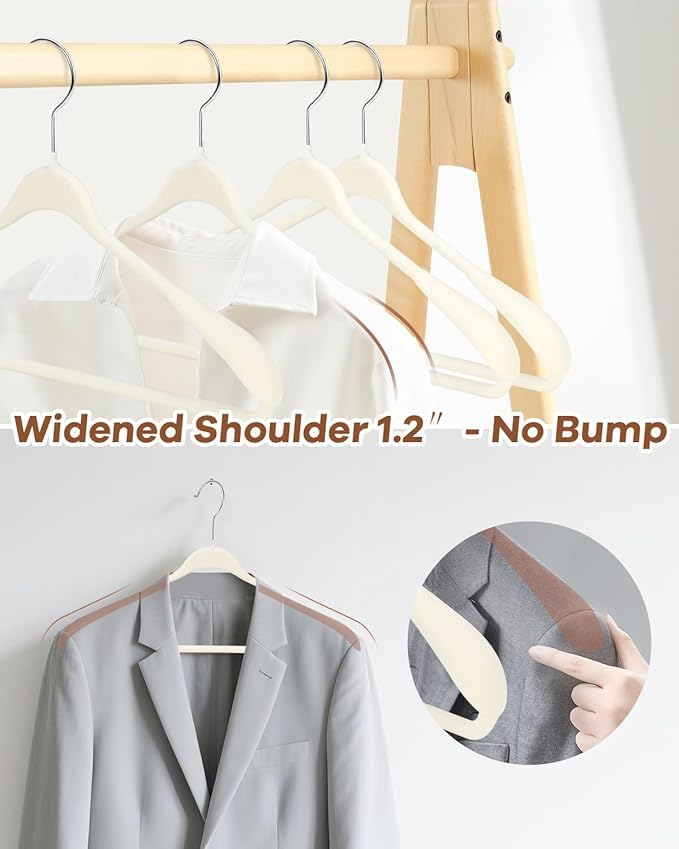 10 Pack Sweater Hangers No Shoulder Bump - Heavy Duty Coat Suit Hangers - Wide Shoulder Thick New Velvet Clothes Hanger - Non Slip Clothing Hanger for Sweaters, Jacket, Wedding Dress, Shirt, Closet