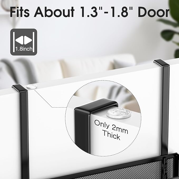3 Tier Over Door Hat Rack with Basket - Hat Organizer Holder for Baseball Cap with 24 Hooks（2-Tier 9-Hook & 1-Tier 6-Hook）,Hat Hanger Storage Holds up to 24+ Caps for Door, Bedroom, Closet (Black)