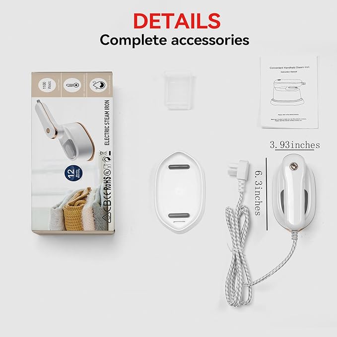 Portable Steamer Iron, 1100W High-Power Household Small Ironing Machine, 2-In-1 Travel Essential Steam Iron, 15S Preheating, 125ML Water Tank, Suitable for Home, Travel, Dormitory & Office Use (White)